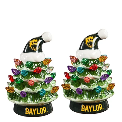 Baylor Bears 2-Pack 4" Ceramic LED Christmas Tree Set
