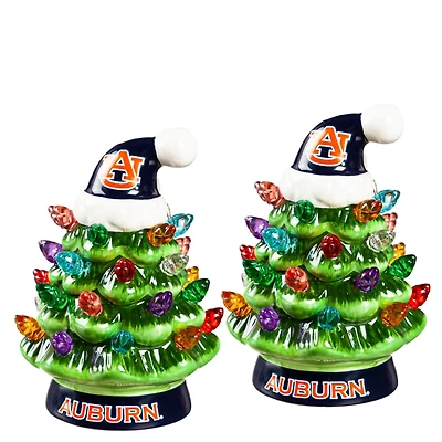 Auburn Tigers 2-Pack 4" Ceramic LED Christmas Tree Set