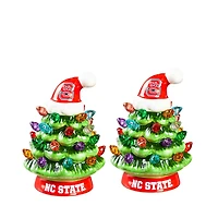 NC State Wolfpack 2-Pack 4" Ceramic LED Christmas Tree Set