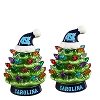 North Carolina Tar Heels 2-Pack 4" Ceramic LED Christmas Tree Set