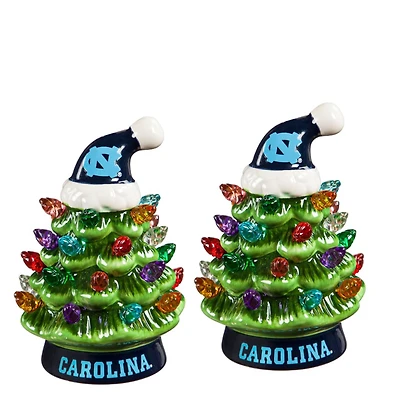 North Carolina Tar Heels 2-Pack 4" Ceramic LED Christmas Tree Set