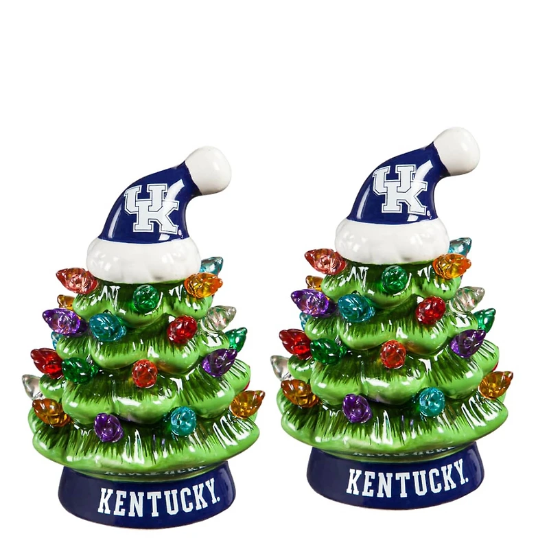 Kentucky Wildcats 2-Pack 4" Ceramic LED Christmas Tree Set
