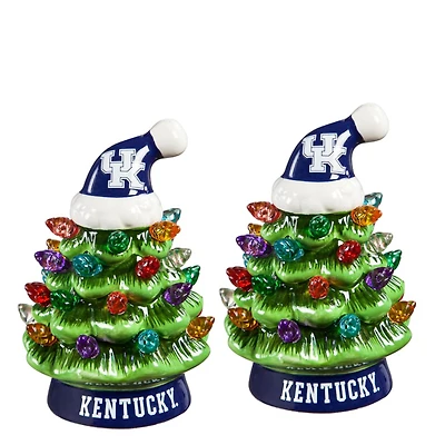 Kentucky Wildcats 2-Pack 4" Ceramic LED Christmas Tree Set