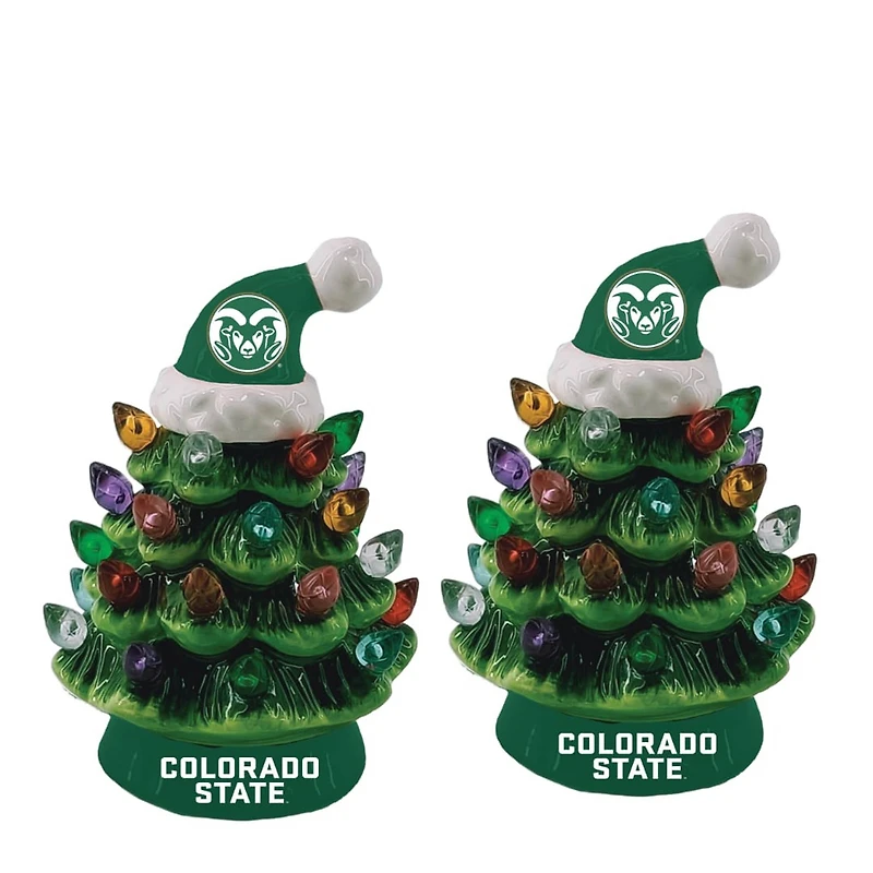 Colorado State Rams 2-Pack 4" Ceramic LED Christmas Tree Set