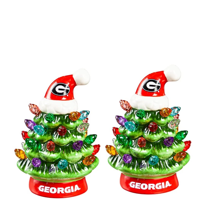 Georgia Bulldogs 2-Pack 4" Ceramic LED Christmas Tree Set