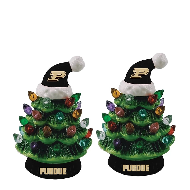 Purdue Boilermakers 2-Pack 4" Ceramic LED Christmas Tree Set