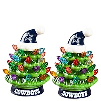 Dallas Cowboys 2-Pack 4" Ceramic LED Christmas Tree Set