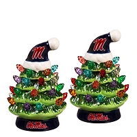 Ole Miss Rebels 2-Pack 4" Ceramic LED Christmas Tree Set