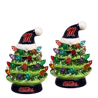 Ole Miss Rebels 2-Pack 4" Ceramic LED Christmas Tree Set