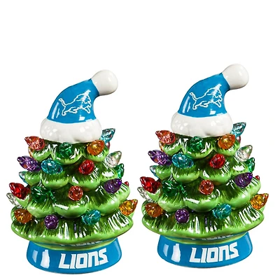 Detroit Lions 2-Pack 4" Ceramic LED Christmas Tree Set