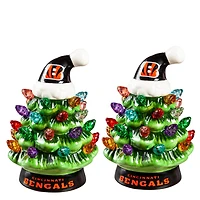 Cincinnati Bengals 2-Pack 4" Ceramic LED Christmas Tree Set