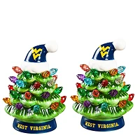 West Virginia Mountaineers 2-Pack 4" Ceramic LED Christmas Tree Set