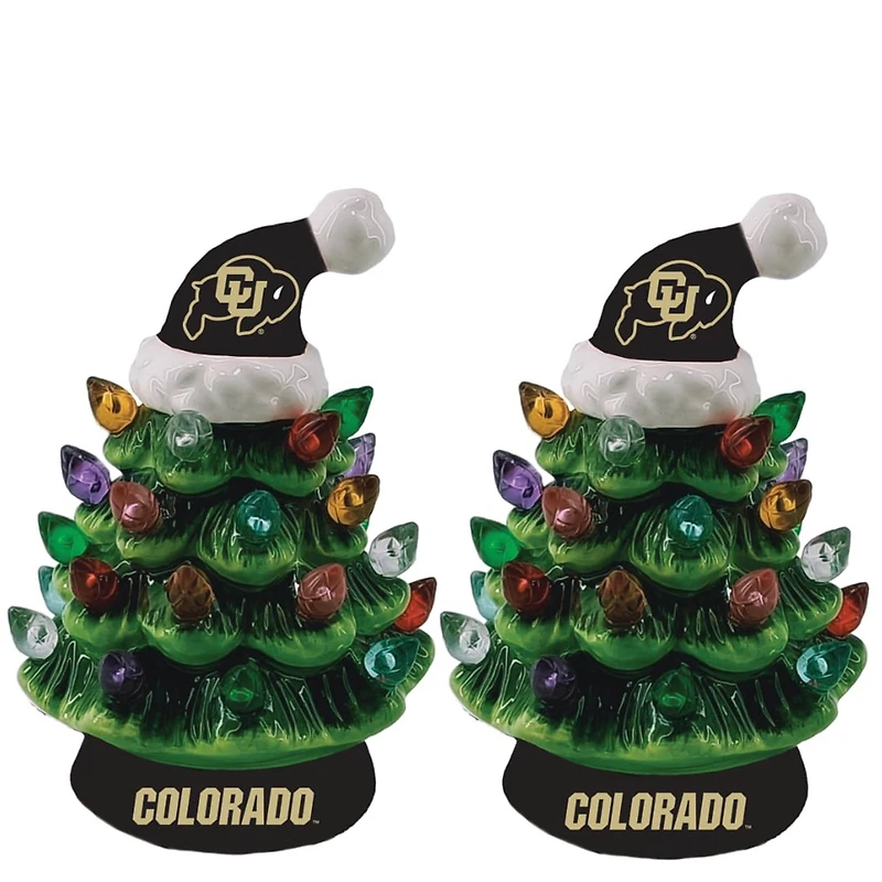 Colorado Buffaloes 2-Pack 4" Ceramic LED Christmas Tree Set