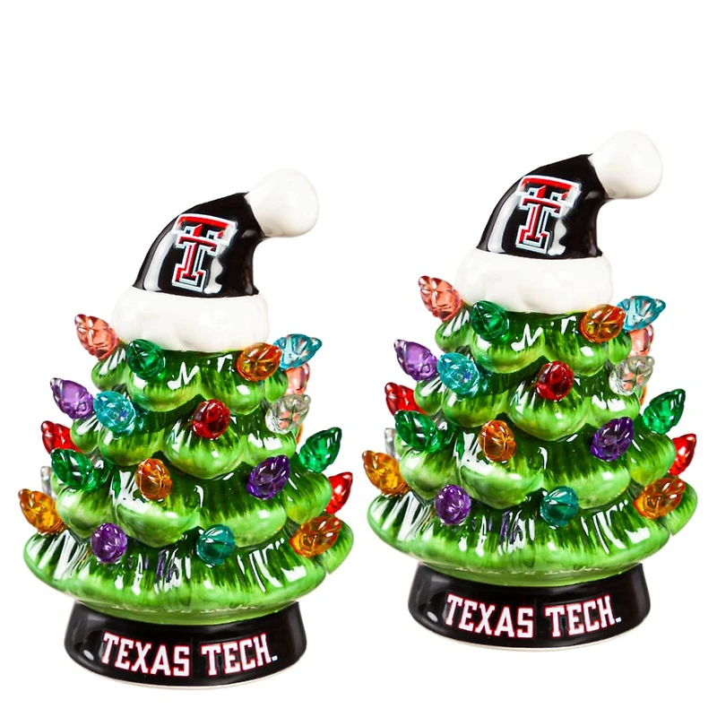 Texas Tech Red Raiders 2-Pack 4" Ceramic LED Christmas Tree Set