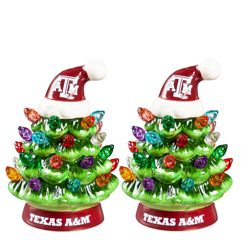 Texas A&M Aggies 2-Pack 4" Ceramic LED Christmas Tree Set