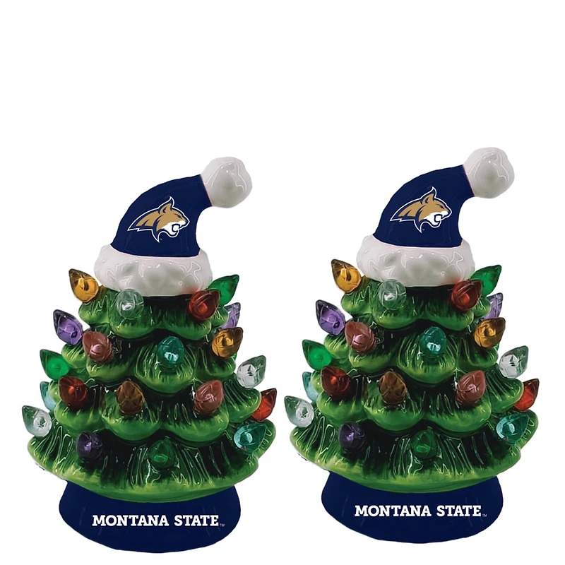 Montana State Bobcats 2-Pack 4" Ceramic LED Christmas Tree Set