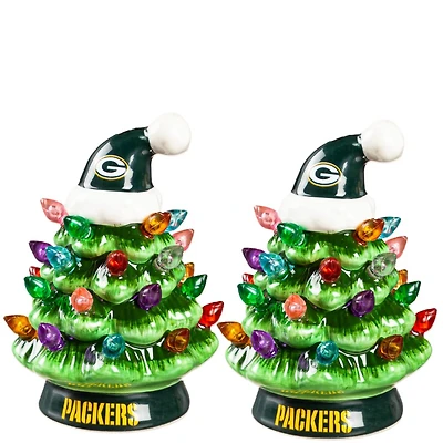 Green Bay Packers 2-Pack 4" Ceramic LED Christmas Tree Set