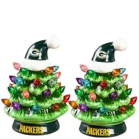 Green Bay Packers 2-Pack 4" Ceramic LED Christmas Tree Set