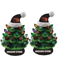 Oregon State Beavers 2-Pack 4" Ceramic LED Christmas Tree Set