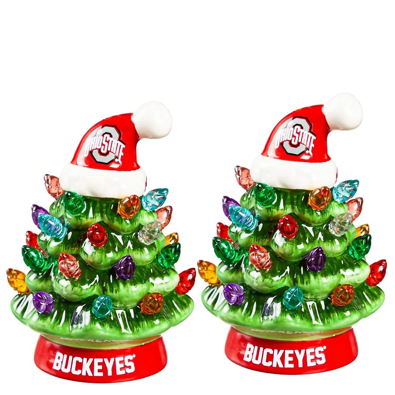Ohio State Buckeyes 2-Pack 4" Ceramic LED Christmas Tree Set
