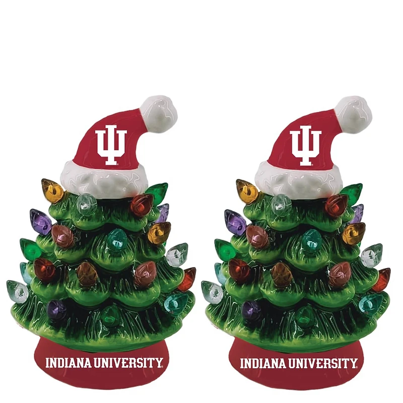 Indiana Hoosiers 2-Pack 4" Ceramic LED Christmas Tree Set