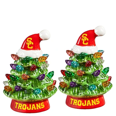 USC Trojans 2-Pack 4" Ceramic LED Christmas Tree Set