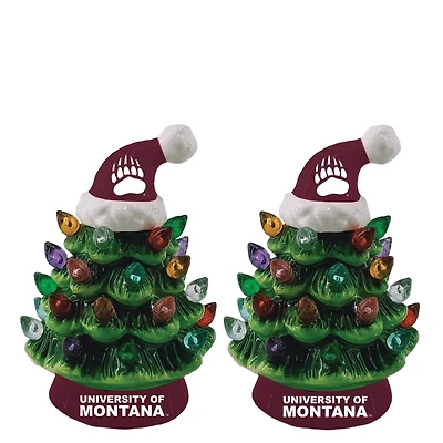 Montana Grizzlies 2-Pack 4" Ceramic LED Christmas Tree Set