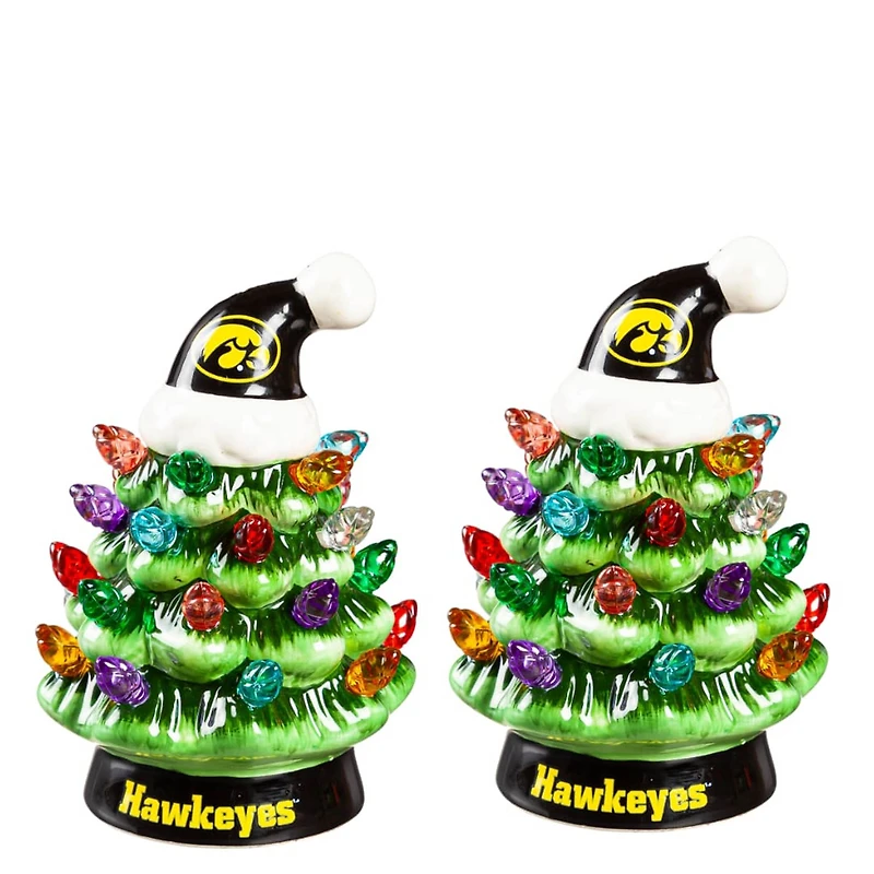 Iowa Hawkeyes 2-Pack 4" Ceramic LED Christmas Tree Set