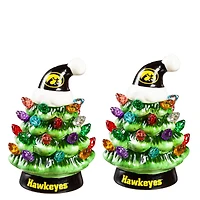 Iowa Hawkeyes 2-Pack 4" Ceramic LED Christmas Tree Set