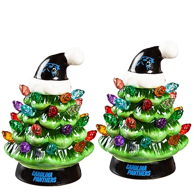Carolina Panthers 2-Pack 4" Ceramic LED Christmas Tree Set