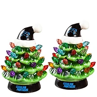 Carolina Panthers 2-Pack 4" Ceramic LED Christmas Tree Set