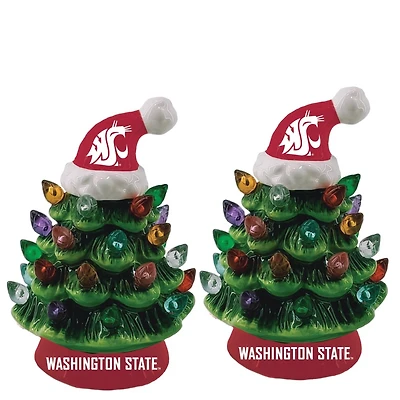 Washington State Cougars 2-Pack 4" Ceramic LED Christmas Tree Set