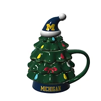 Michigan Wolverines 14oz. Christmas Tree Mug With Lid