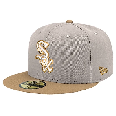 Men's New Era Khaki Chicago White Sox Stone Panama 59FIFTY Fitted Hat