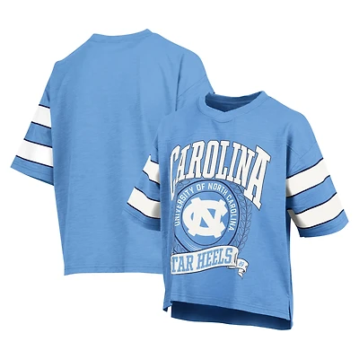 Women's Pressbox Carolina Blue North Carolina Tar Heels Emily Sleeve Stripe Slub T-Shirt