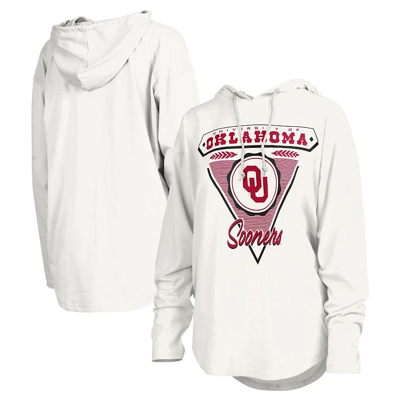 Women's Pressbox White Oklahoma Sooners San Bruno Hoodie Long Sleeve T-Shirt