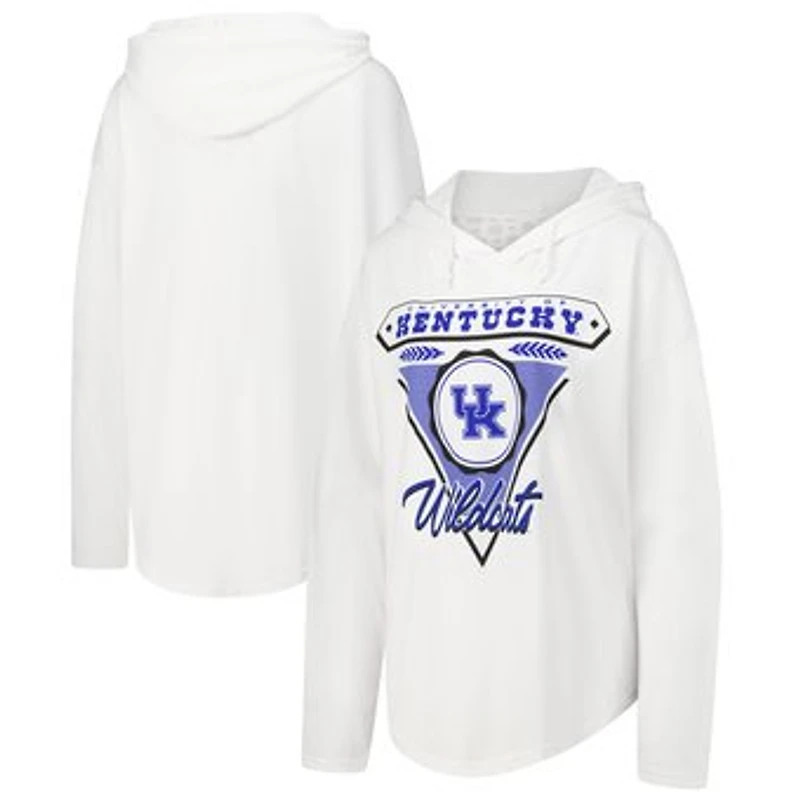 Women's Pressbox White Kentucky Wildcats San Bruno Hoodie Long Sleeve T-Shirt