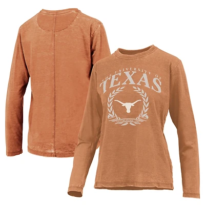 Women's Pressbox Texas Orange Texas Longhorns Chandler Olive Leaf Arch Long Sleeve T-Shirt