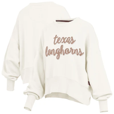 Women's Pressbox Cream Texas Longhorns Chelsea Oversized Pullover Sweatshirt