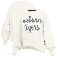 Women's Pressbox Cream Auburn Tigers Chelsea Oversized Pullover Sweatshirt