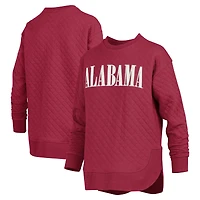 Women's Pressbox Crimson Alabama Crimson Tide Quilted Long Sleeve Pullover Sweatshirt