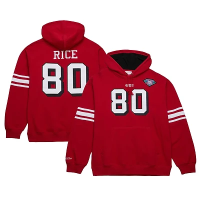 Men's Mitchell & Ness Jerry Rice Scarlet San Francisco 49ers Retired Player Name & Number Pullover Hoodie