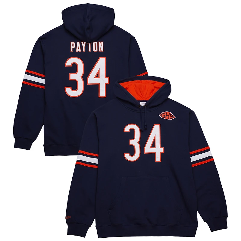 Men's Mitchell & Ness Walter Payton Navy Chicago Bears Retired Player Name & Number Pullover Hoodie