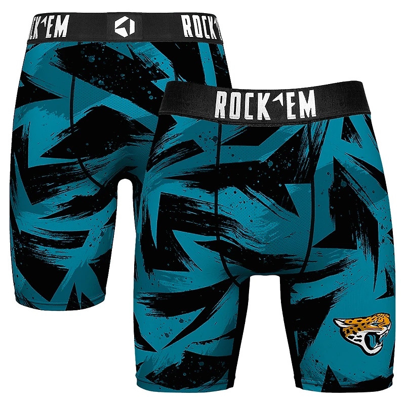 Men's Rock Em Socks  Teal Jacksonville Jaguars Game Paint Boxer Briefs