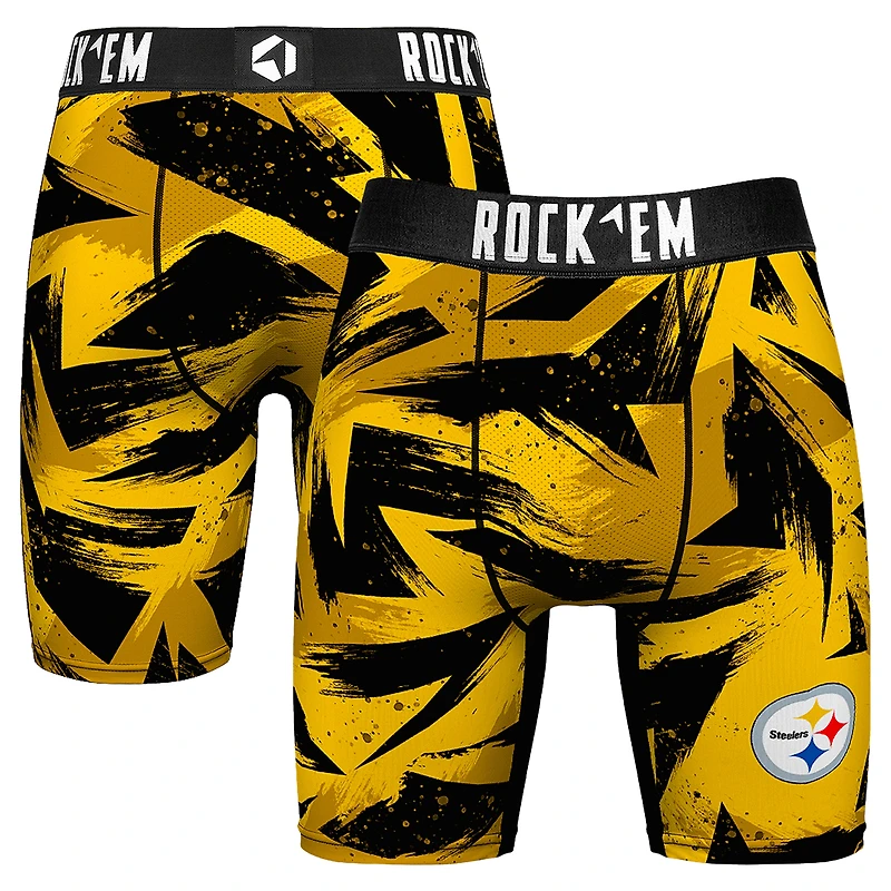 Men's Rock Em Socks Gold Pittsburgh Steelers Game Paint Boxer Briefs