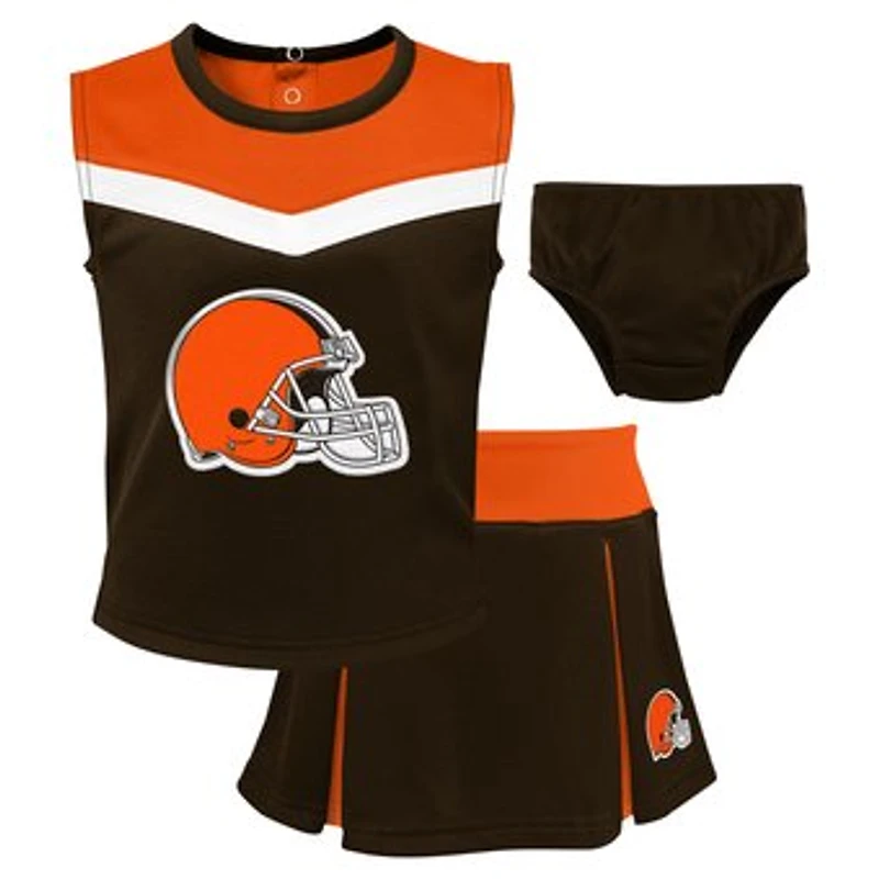 Girls Toddler Brown Cleveland Browns Spirit Cheer Two-Piece Cheerleader Set with Bloomers