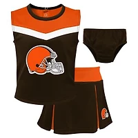 Girls Toddler Brown Cleveland Browns Spirit Cheer Two-Piece Cheerleader Set with Bloomers