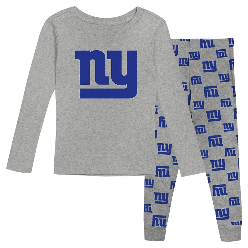 Preschool Heather Gray New York Giants Long Sleeve T-Shirt and Pants Sleep Set