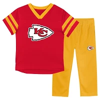 Toddler Outerstuff Red/Gold Kansas City Chiefs Red Zone V-Neck T-Shirt & Pants Set