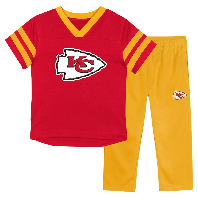 Toddler Outerstuff Red/Gold Kansas City Chiefs Red Zone V-Neck T-Shirt & Pants Set